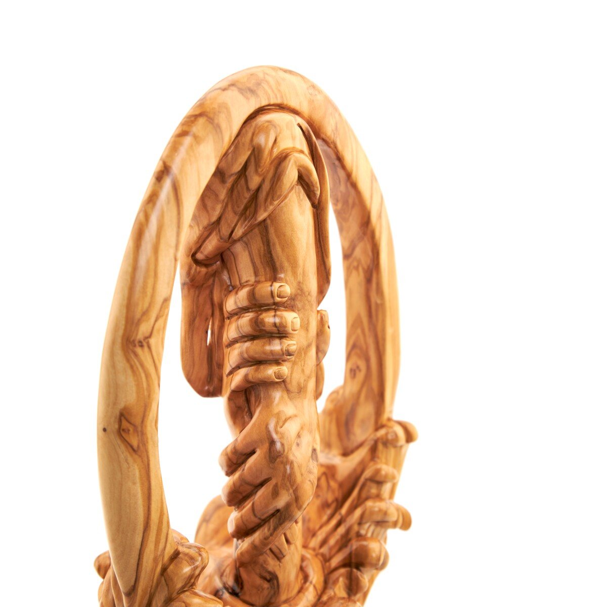 Carving of "Jesus Saving Us from Sea" , 14" Sculpture from Holy Land Olive Wood
