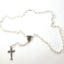Rosary with Clear Crystal Beads, Metal Chain and 2" Crucifix, Made in Bethlehem