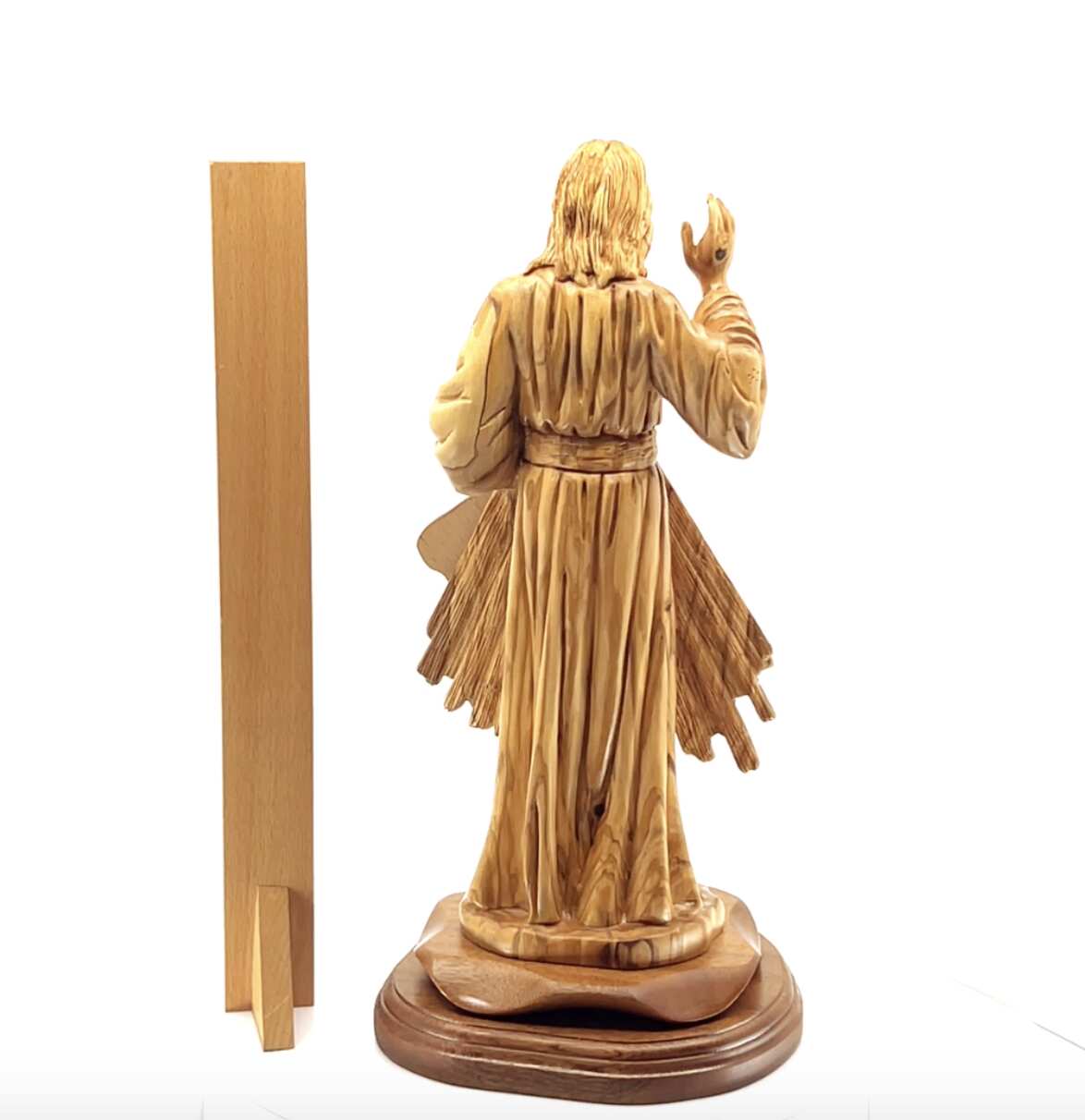 Jesus Christ "Divine Mercy" Statue, 13.2" Holy Land Olive Wood Carving