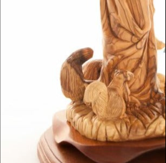 Saint Francis of Assisi with Animals, Squirrel Hand Made Wooden Carving