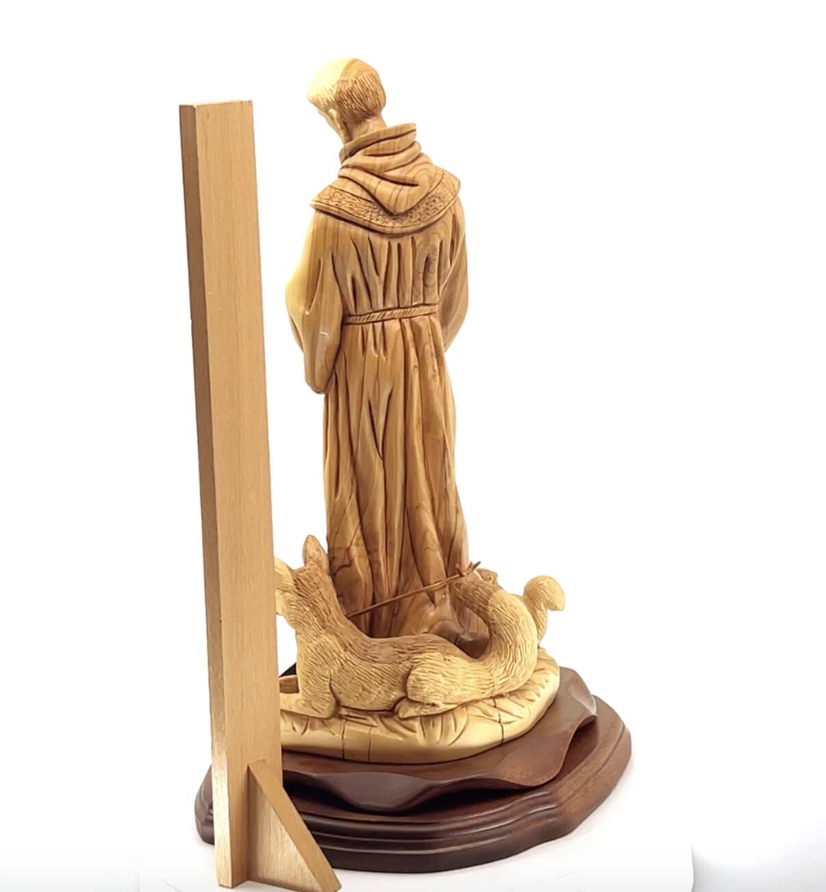 St. Francis Assisi with Animals Statue 13.4" Hand Carved Olive Wood from Holy Land