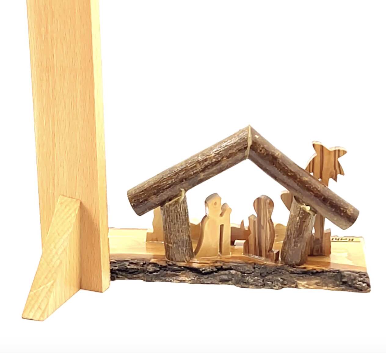 Rustic Nativity Scene Handmade with Olive Wood Sticks , 5.7" from Bethlehem