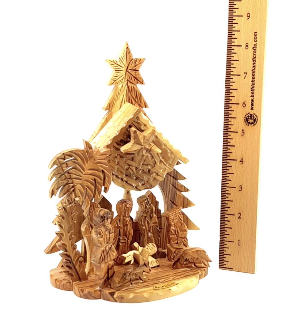 Nativity Scene with Music Player, 10.4" Olive Wood from Holy Land ( Plays Starry Night)