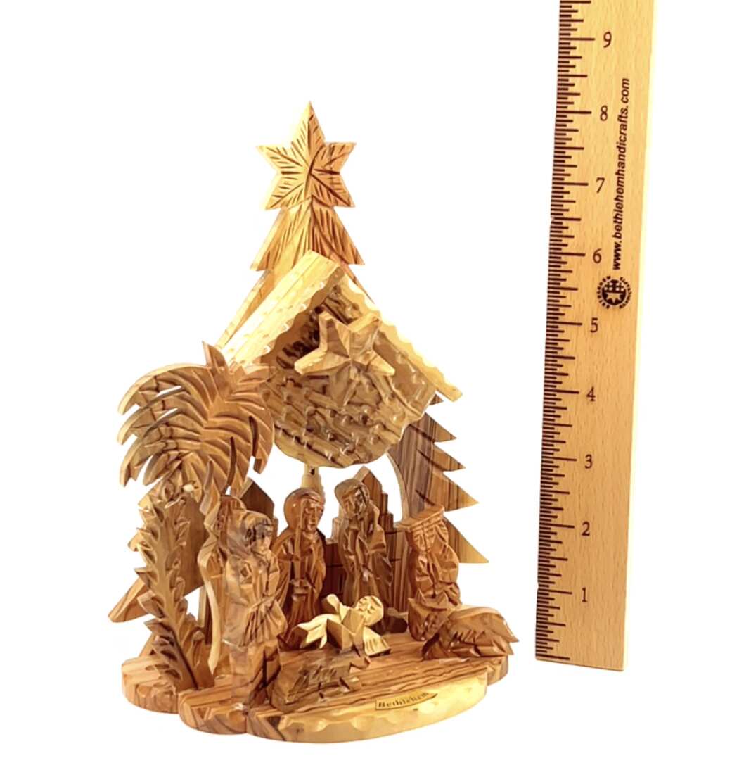 Nativity Set in Shape of Christmas with Music Player, 8.5" from Holy Land