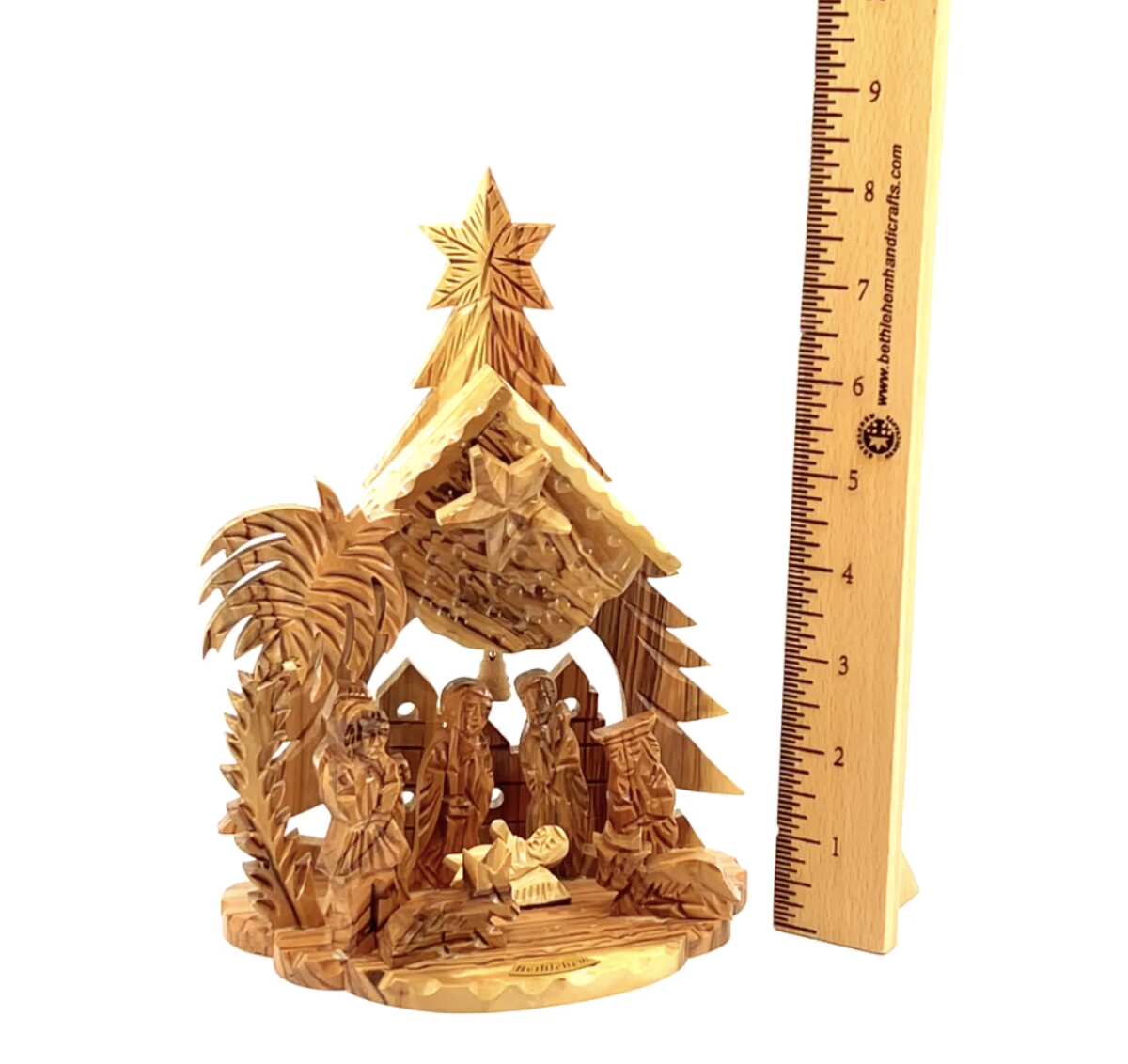 Nativity Set in Shape of Christmas with Music Player, 8.5" from Holy Land