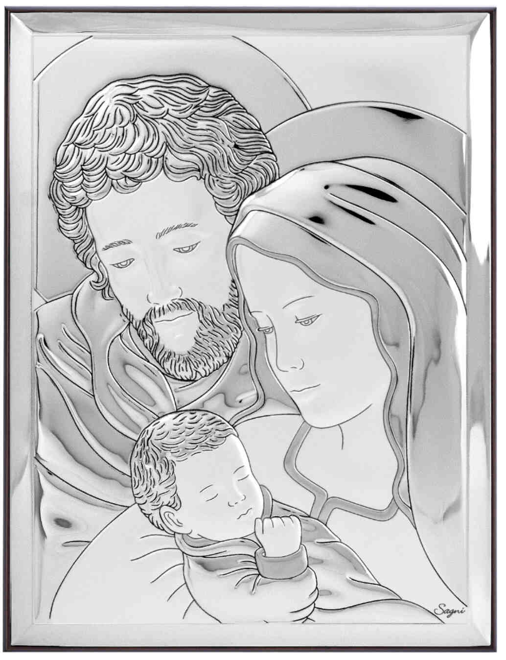 Holy Family with Baby Jesus Christ Silver Icon Standing or Wall Hanging Christian Art