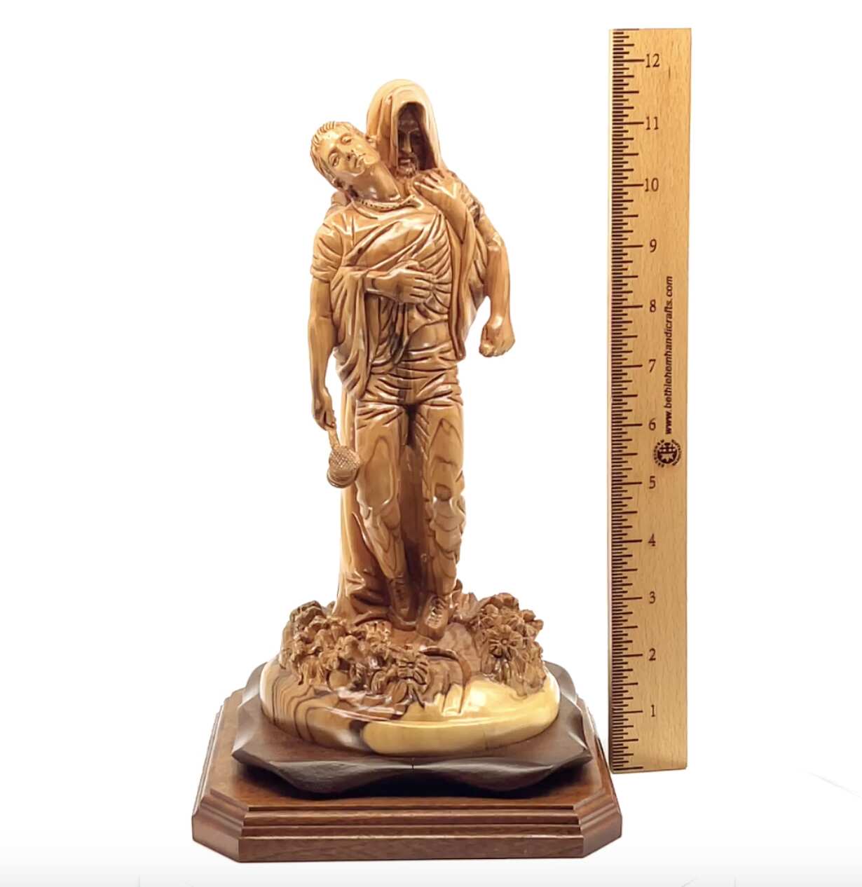 Jesus Christ "Forgiveness” Statue, 11.8" Passionately Carved Masterpiece, Holy Land Olive Wood