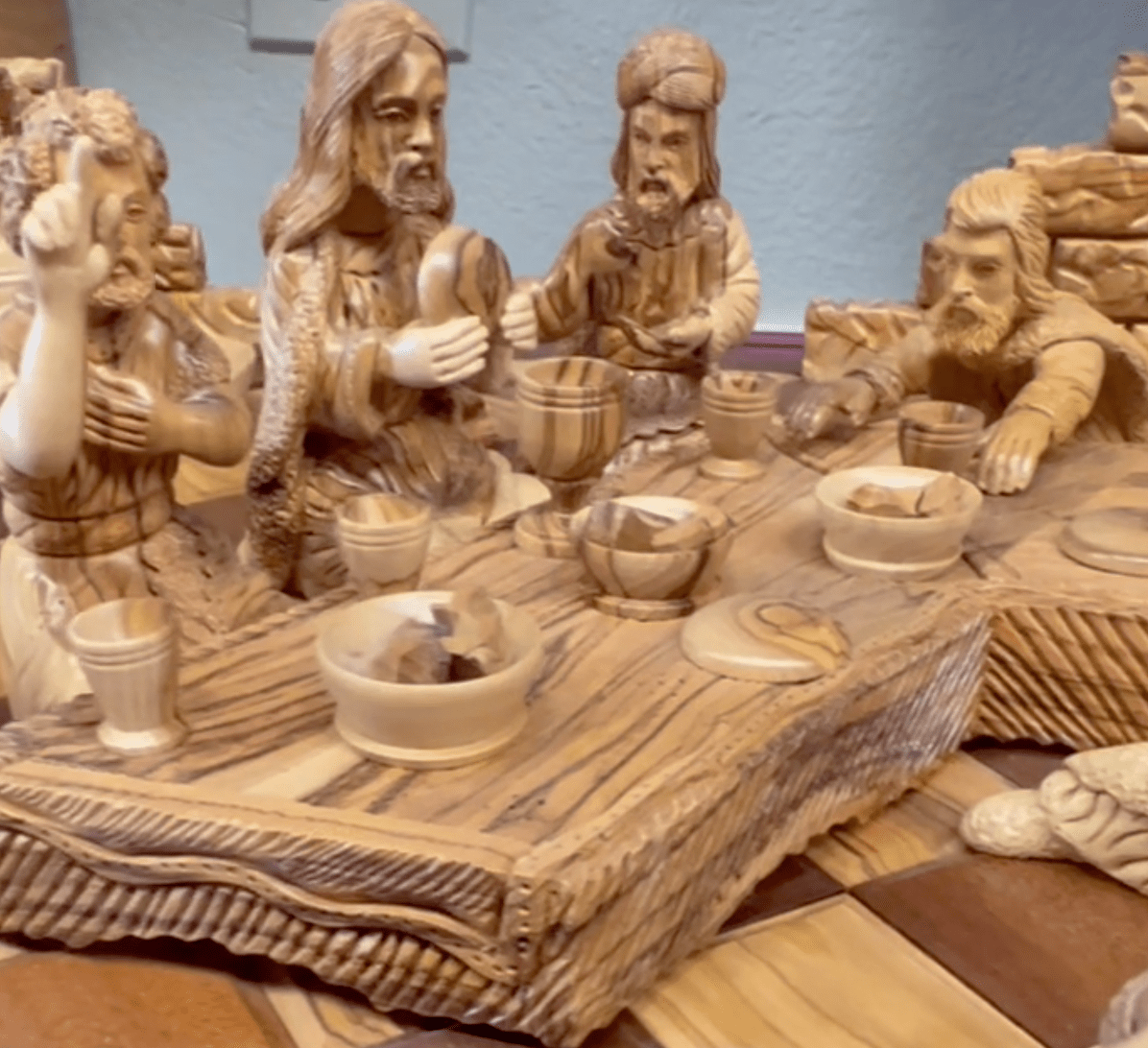 Last Supper Wood Carving, Sculptured from Olive Wood in the Holy Land, Unique Carved Image of Jesus Christ and his Disciples Celebrating the Passover, Biblical Inspired Art for Home