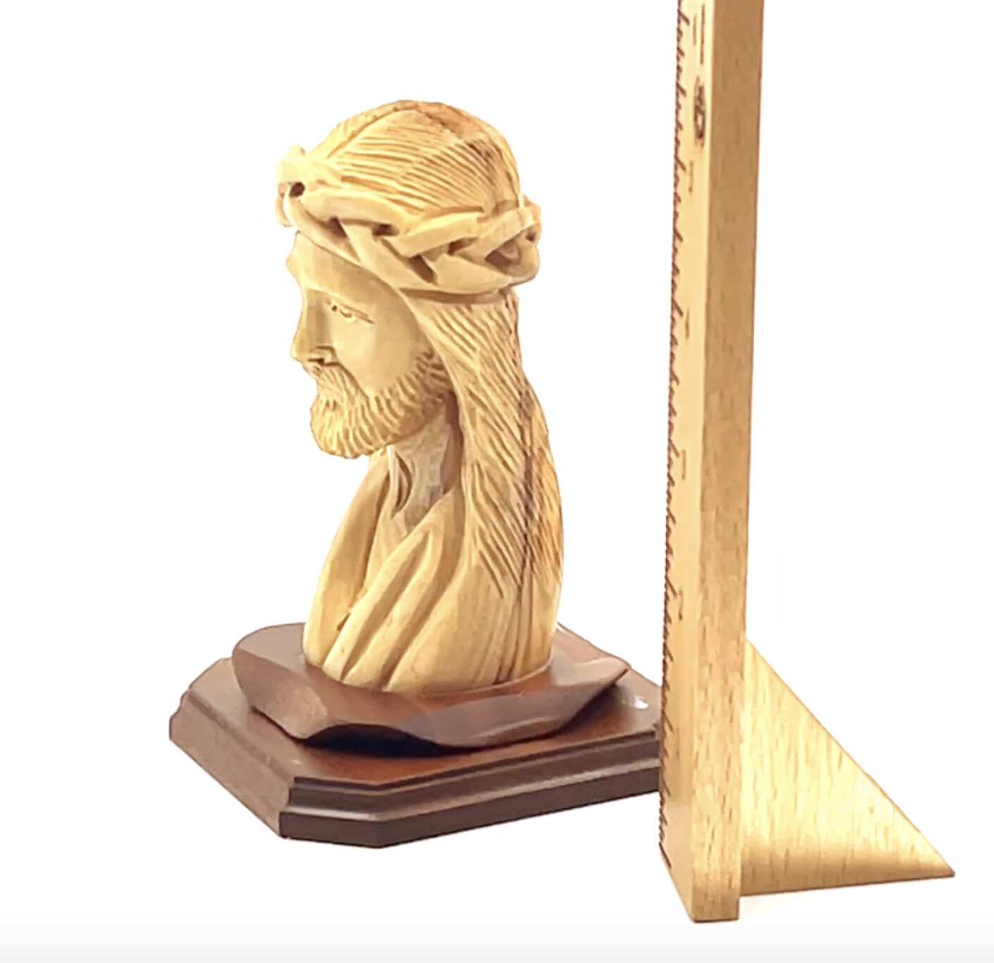 Jesus Christ Bust Carving, 5.1" Holy Land Olive Wood