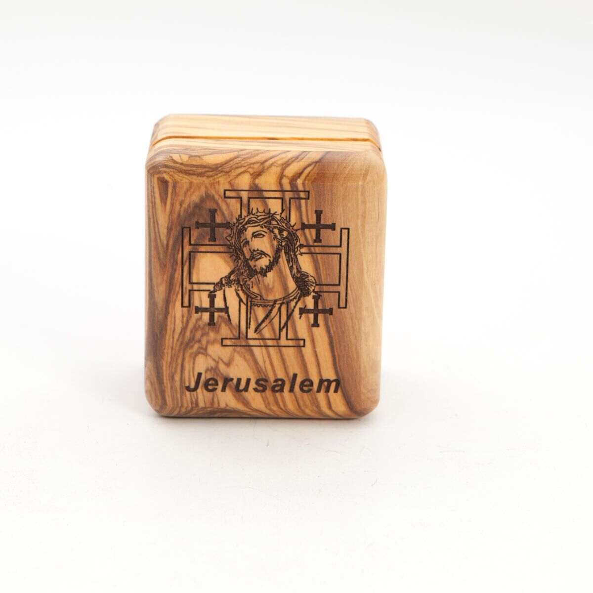 Jesus Christ Olive Wood Box (Jerusalem Cross)