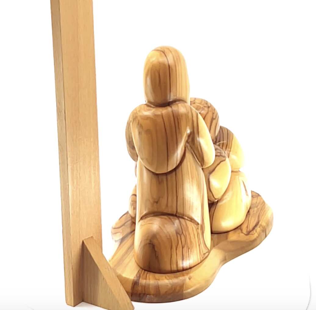 Jesus Christ "Agony in the Garden" Carving, 7.5" Olive Wood Carved Abstract