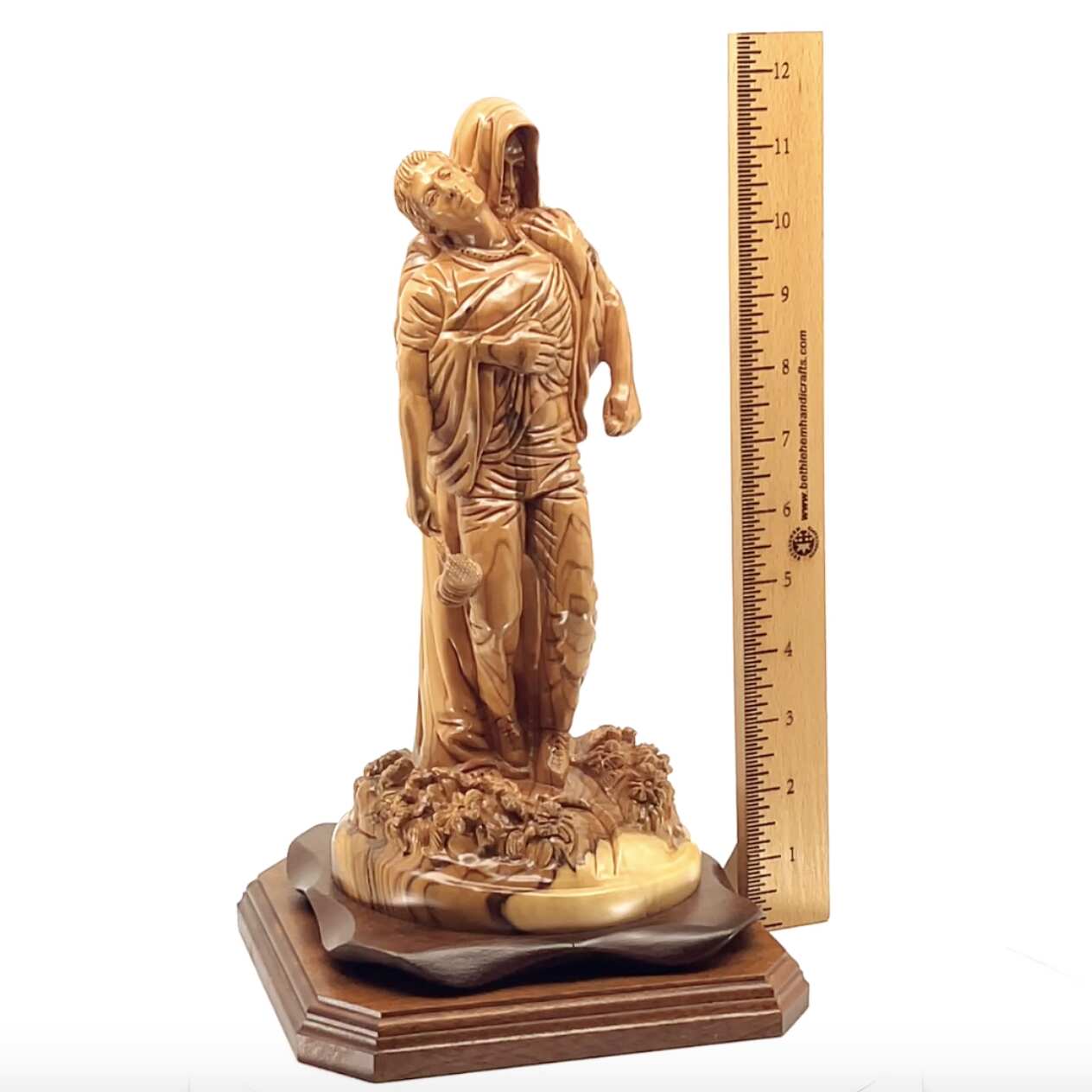 Jesus Christ "Forgiveness” Statue, 11.8" Passionately Carved Masterpiece, Holy Land Olive Wood