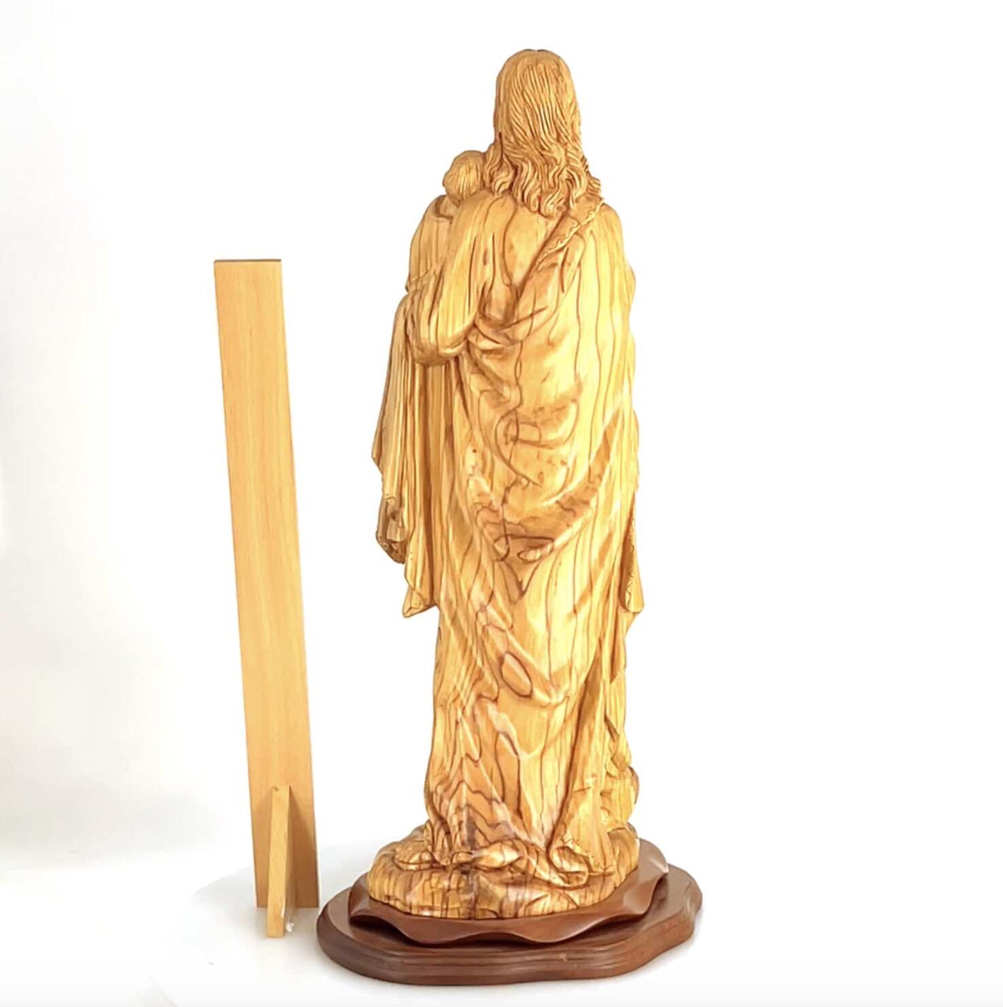 Jesus Christ "With The Children" Statue, 24" Olive Wood Carving Church Sculpture from the Holy Land