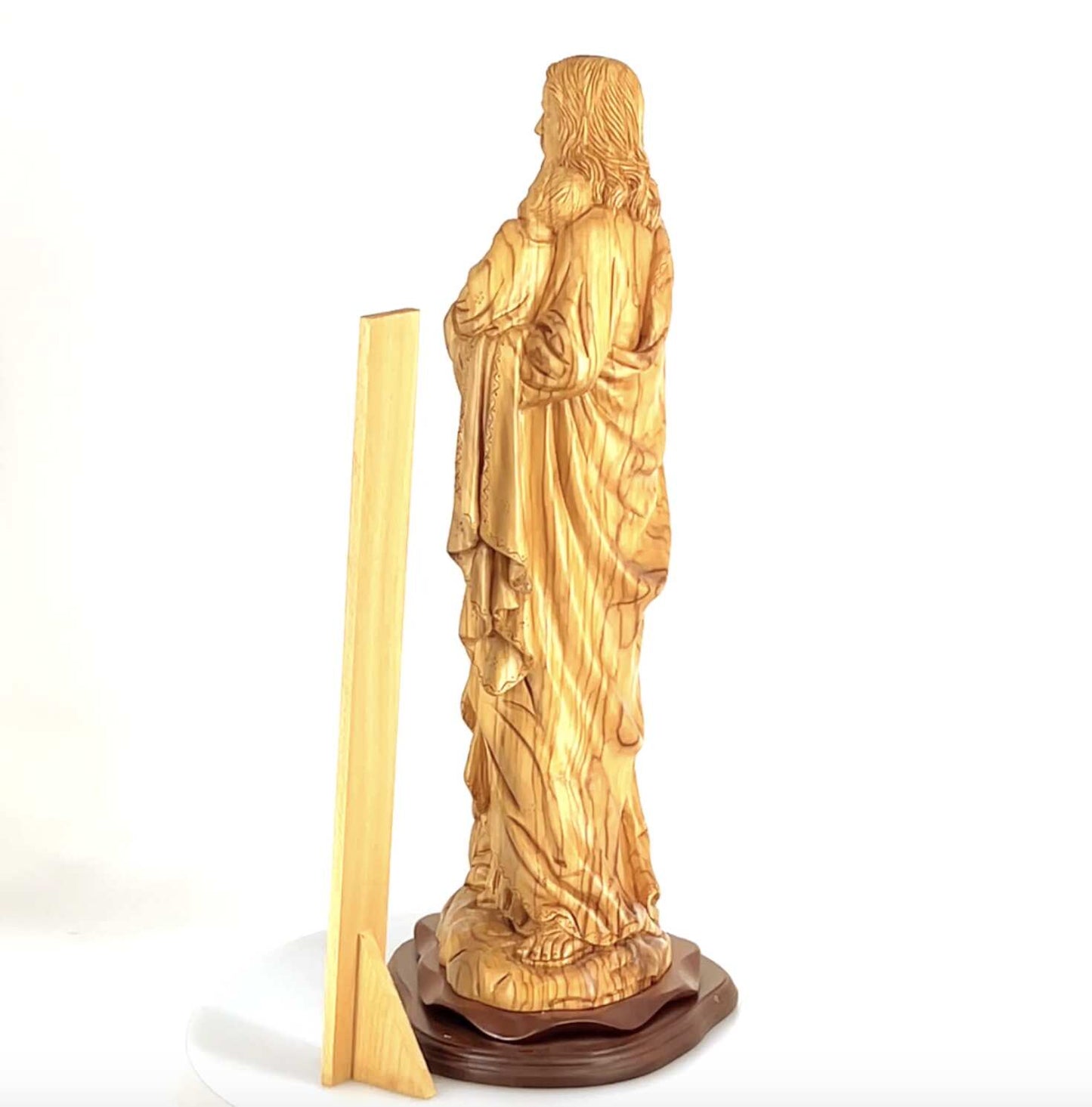 Jesus Christ "With The Children" Statue, 24" Olive Wood Carving Church Sculpture from the Holy Land