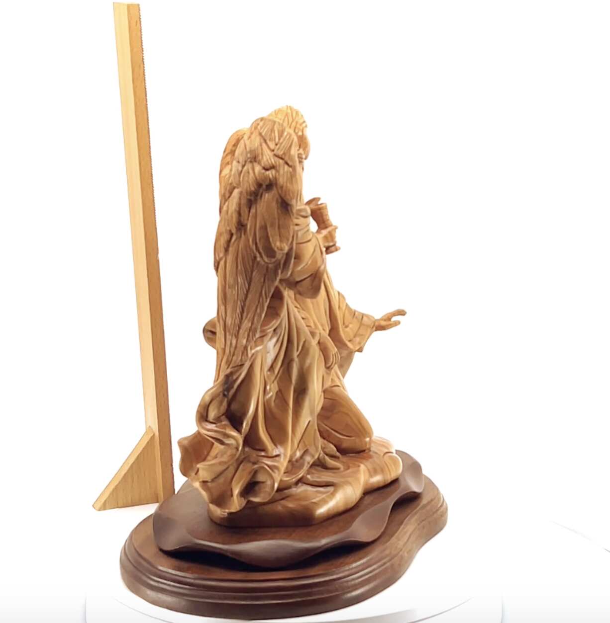 Jesus Christ with Angel in Garden of Gethsemane, 10.8" Masterpeice Carving from Holy Land Olive Wood