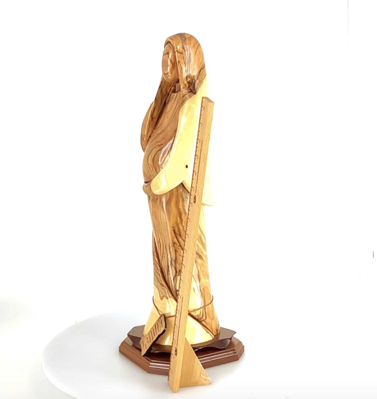 Virgin Mary "Our Lady Mother of Hope" Abstract Statue, 22.5"Olive Wood Carving from Holy Land