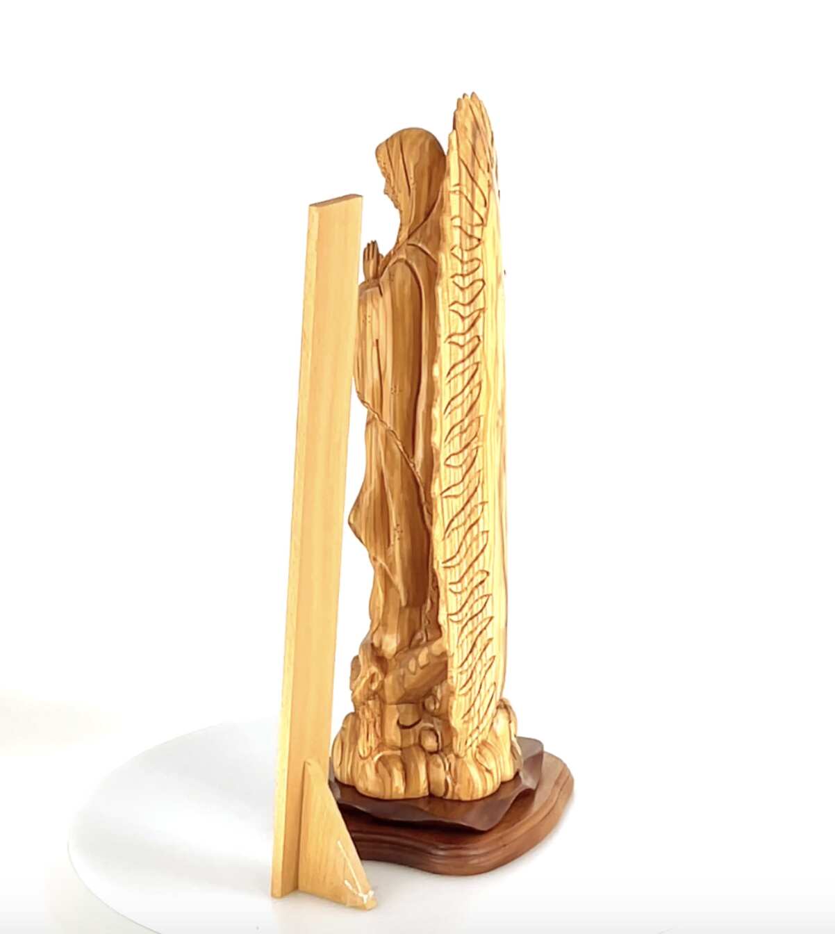 Virgin Mary “Our Lady of Guadalupe” Statue, 20.7" Carving from Holy Land Olive Wood