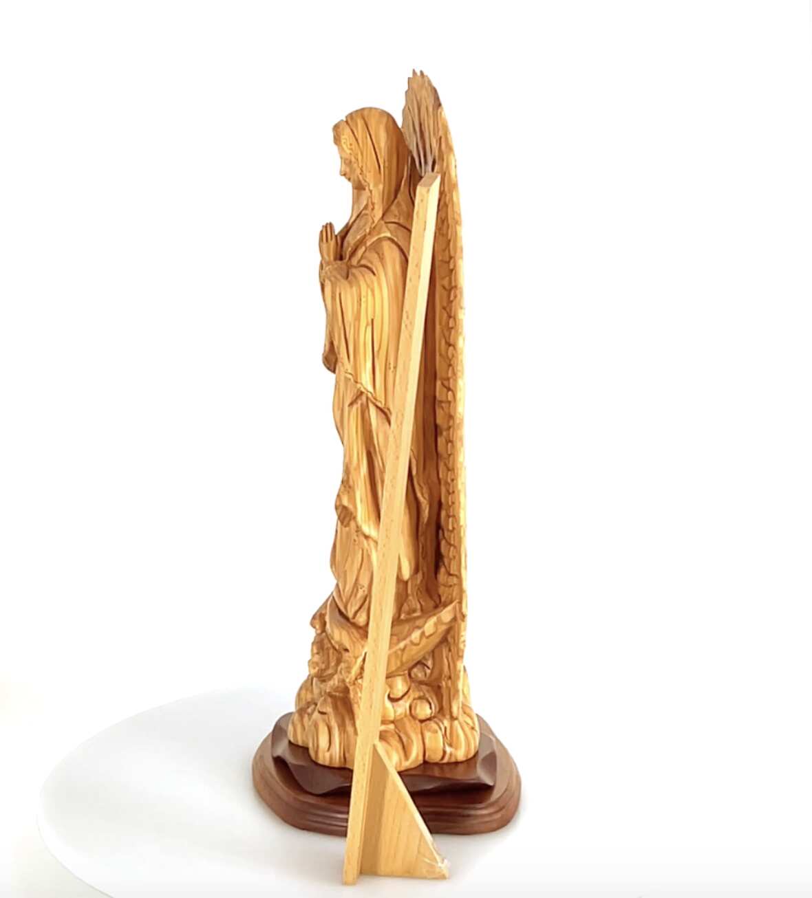 Virgin Mary “Our Lady of Guadalupe” Statue, 20.7" Carving from Holy Land Olive Wood