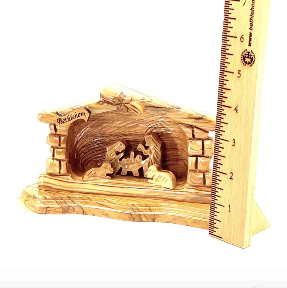 Nativity Scene with Polished Olive Wood, 7.5" from Bethlehem