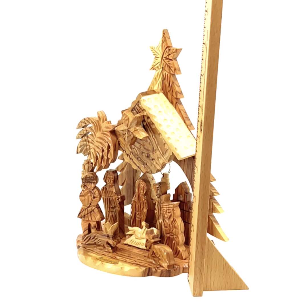 Nativity Set in Shape of Christmas with Music Player, 8.5" from Holy Land