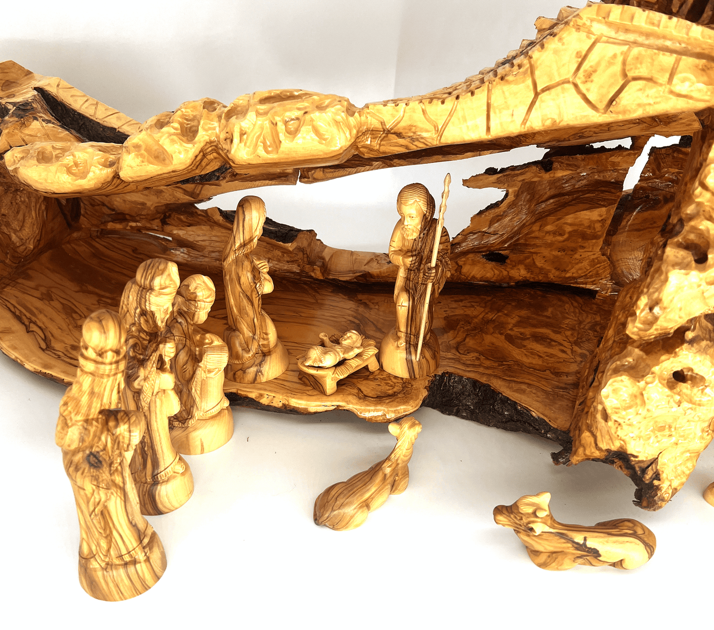 Unique Natural Olive Wood Nativity Scene from Olive Wood in Bethlehem