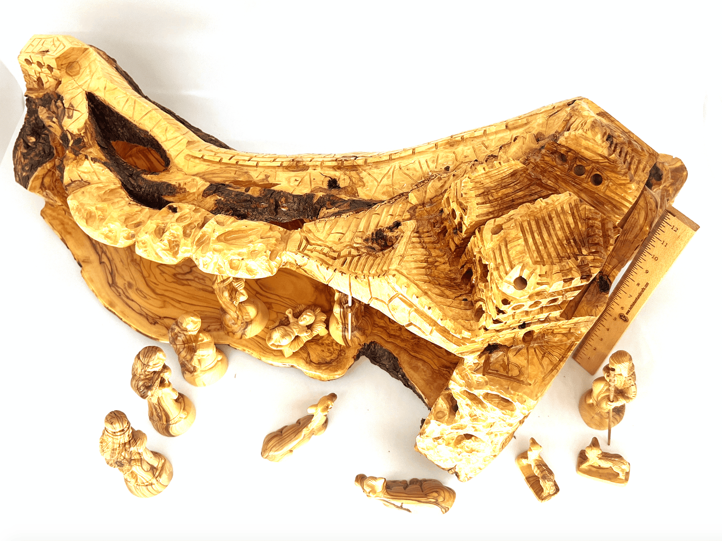 Unique Natural Olive Wood Nativity Scene from Olive Wood in Bethlehem