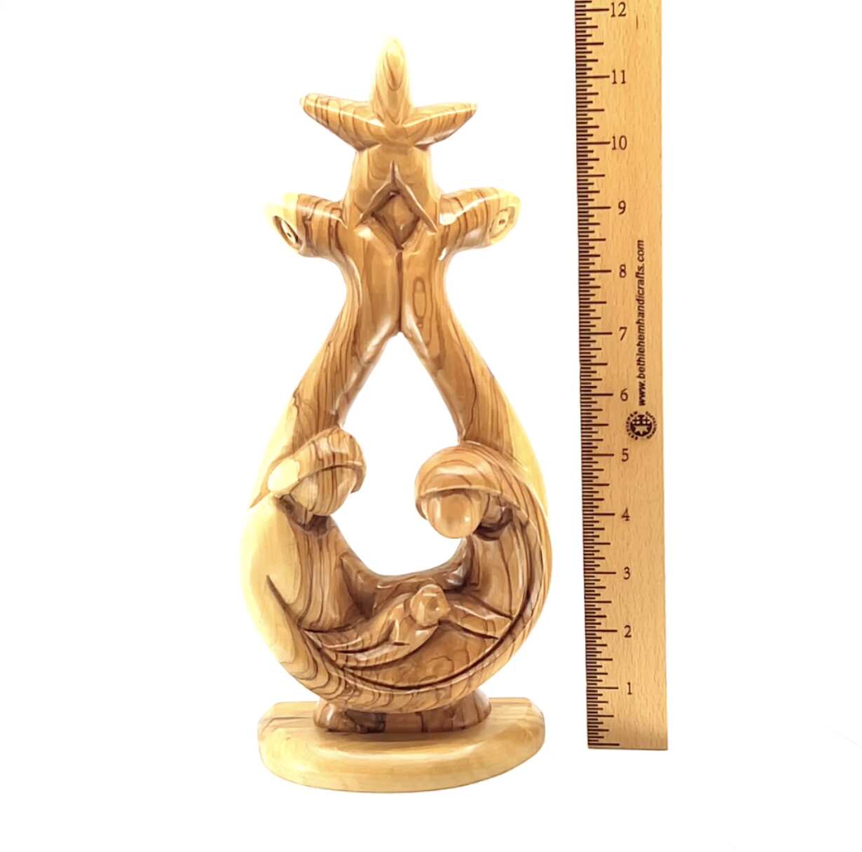 Holy Family Sculpture (Star Edition), 11.4" Abstract Hand Carved Olive Wood