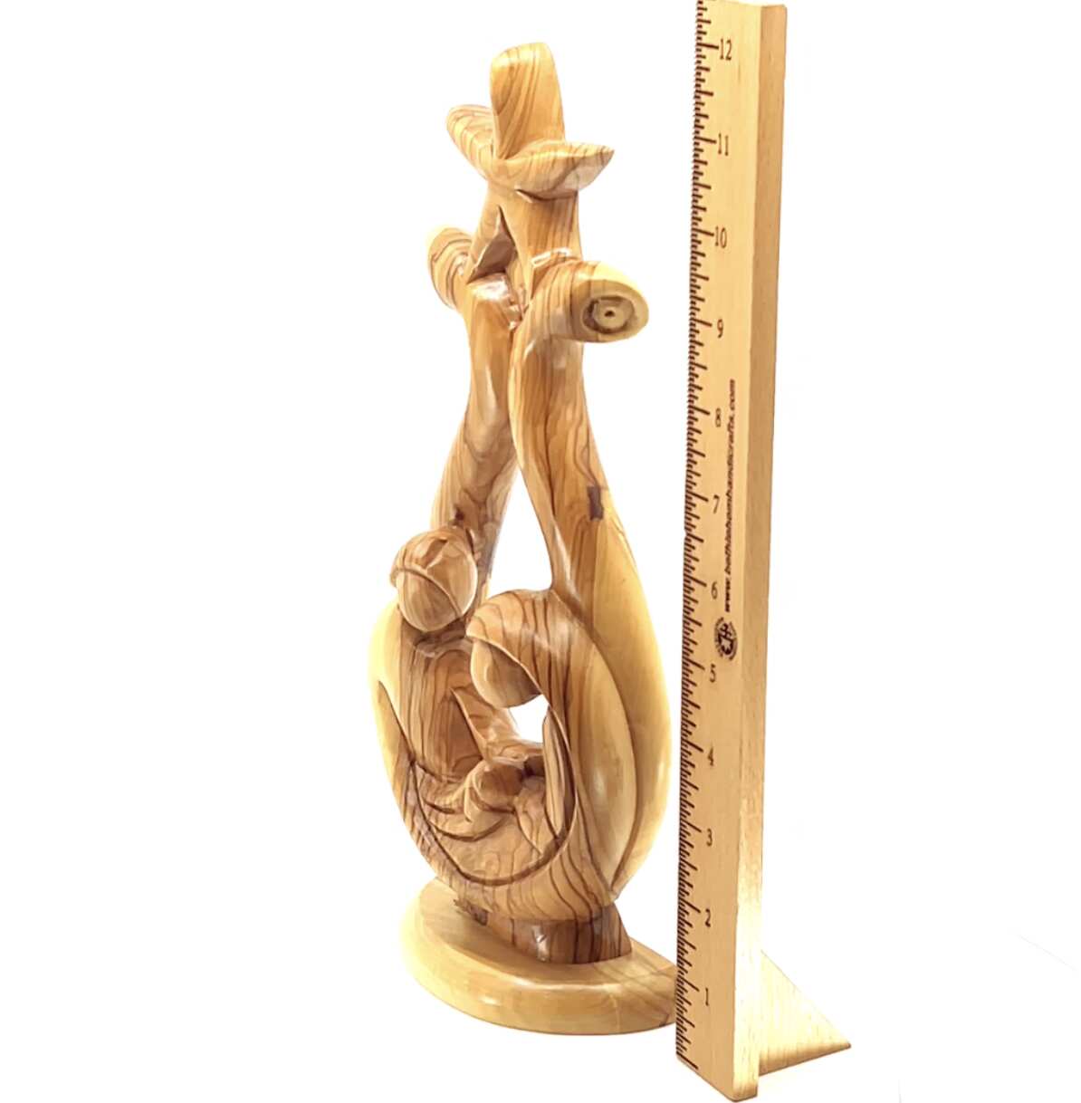 Holy Family Sculpture (Star Edition), 11.4" Abstract Hand Carved Olive Wood