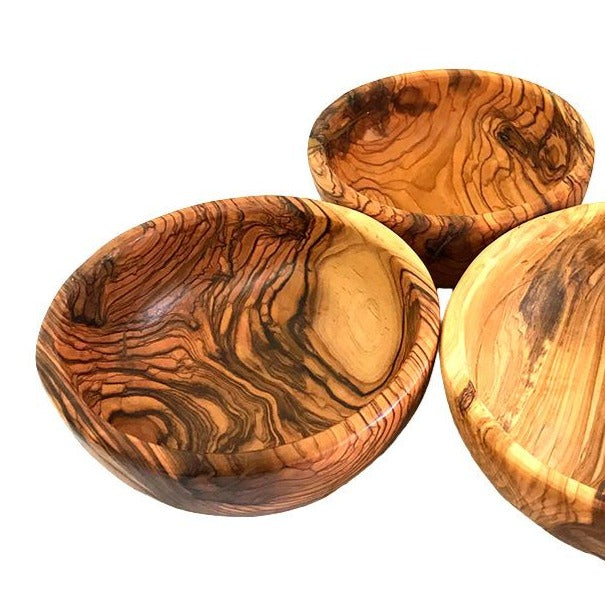 Round Olive Wood Bowls (Large Set of 3) - Home & Office - Bethlehem Handicrafts