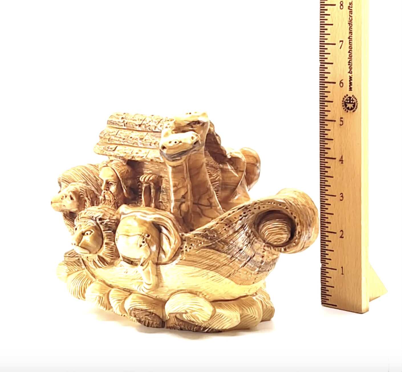 Noah's Ark with Animals Carving 4.5" Olive Wood Hand Carved Statue from the Holy Land