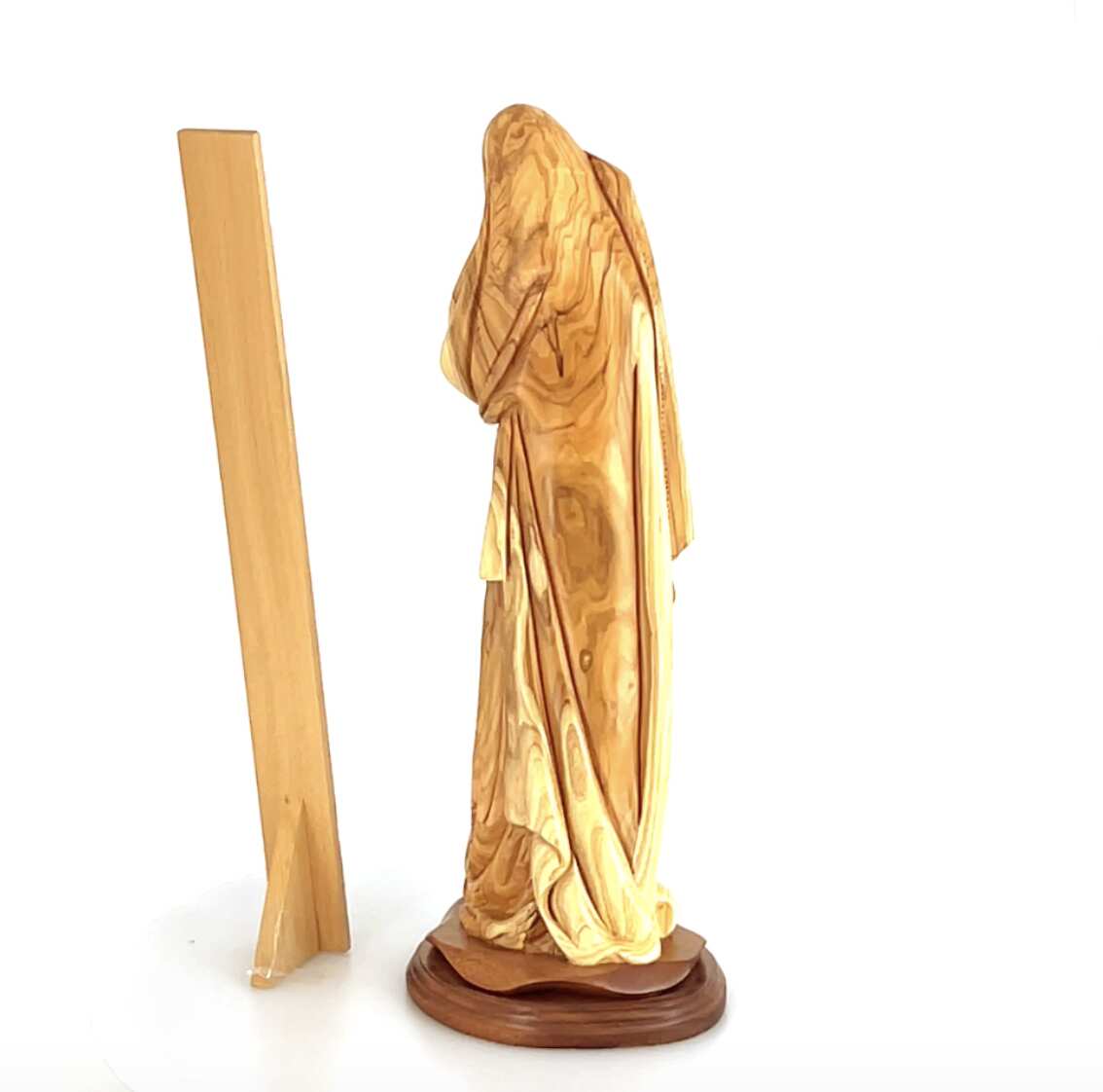 Virgin Mary with Baby Jesus, 19.3" Carved from the Holy Land Olive Wood