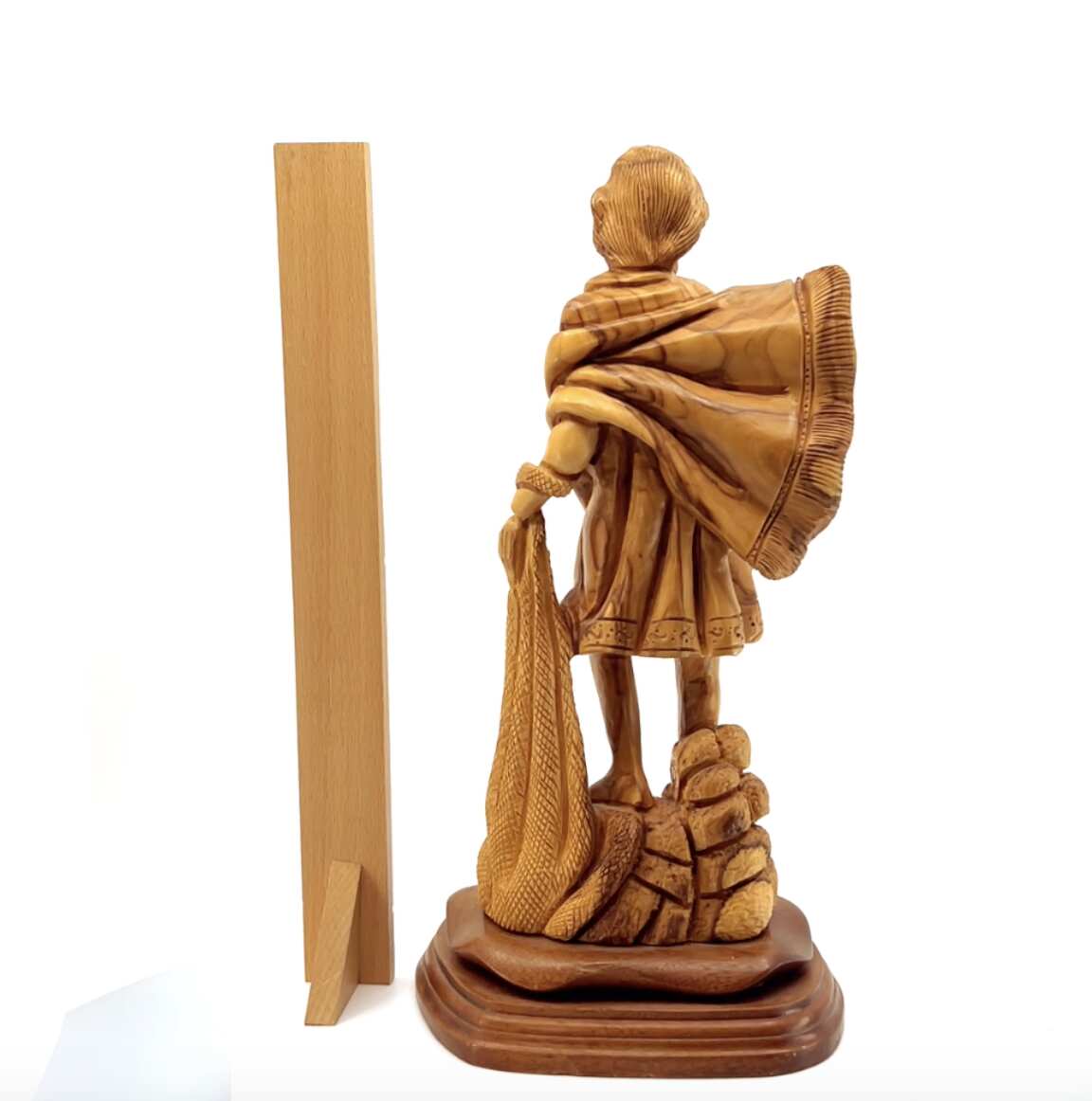 St. Peter Carved Wooden Statue 12.5", Sculpture from Holy Land Olive