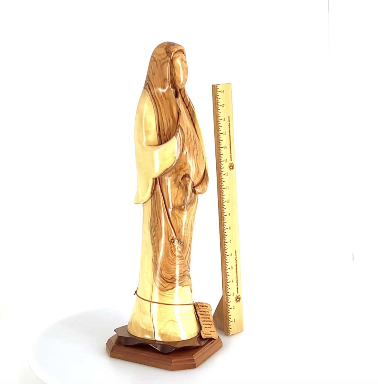 Virgin Mary "Our Lady Mother of Hope" Abstract Statue, 22.5"Olive Wood Carving from Holy Land