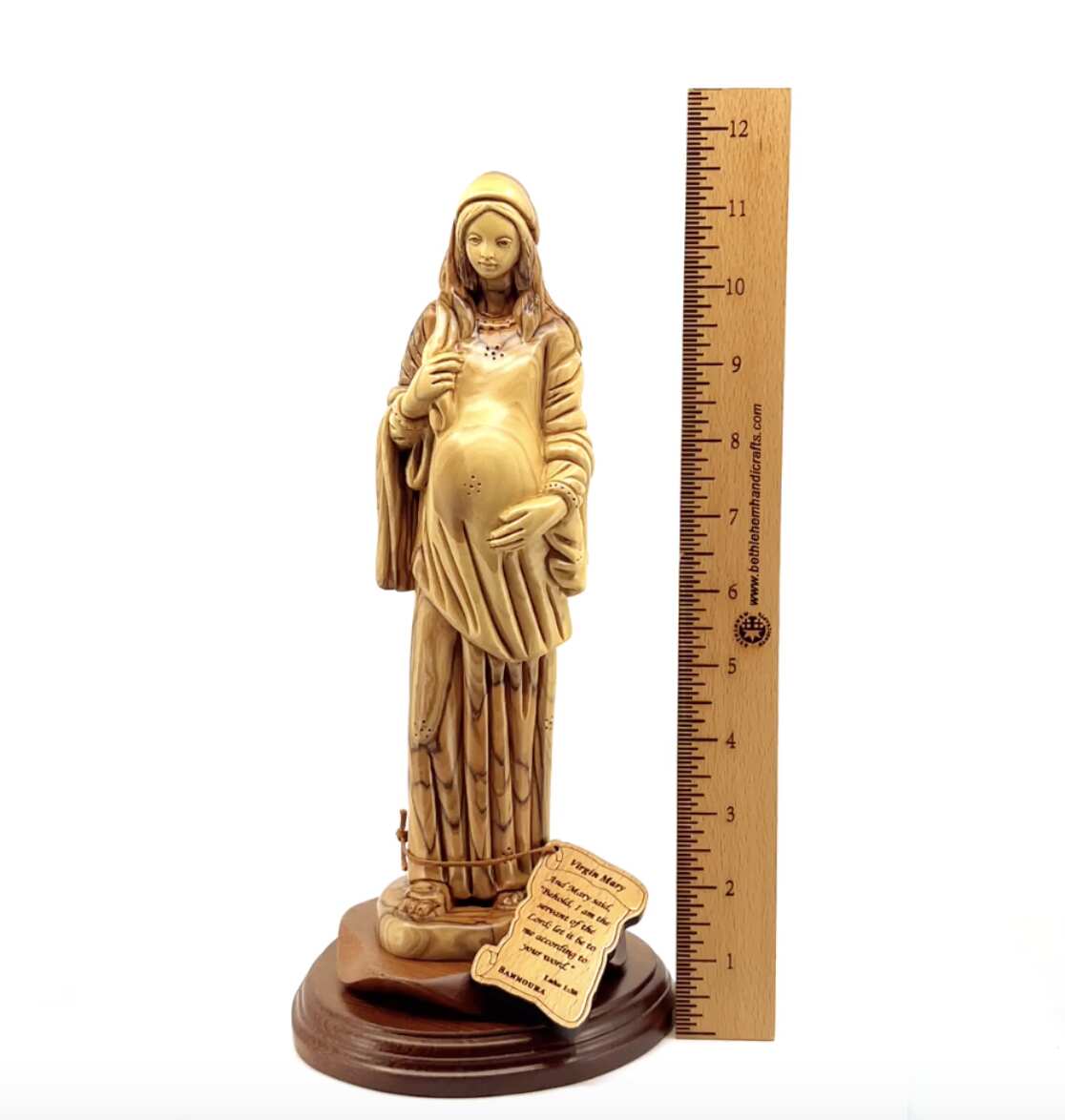 Our Lady Mother of Hope, 11.8" Virgin Mary Olive Wood Carving Statue from Bethlehem