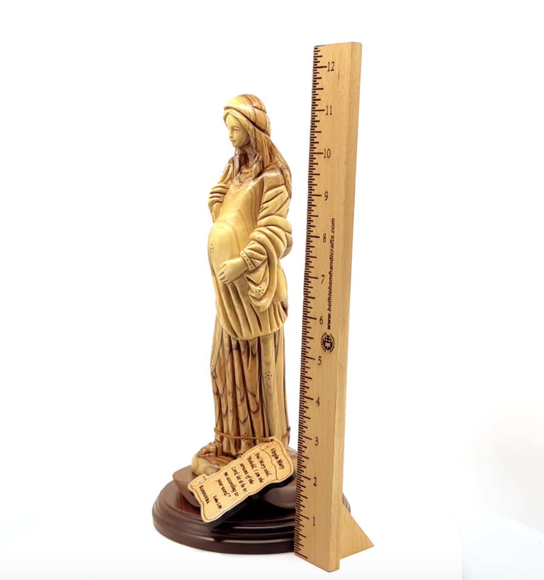 Our Lady Mother of Hope, 11.8" Virgin Mary Olive Wood Carving Statue from Bethlehem