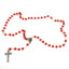 Rosary with Ruby Red Crystal Beads, Metal Chain with 2" Crucifix, Gift for Catholic