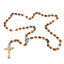 Smooth Wooden Bead Rosary, Silver and Gold Plated Crucifix