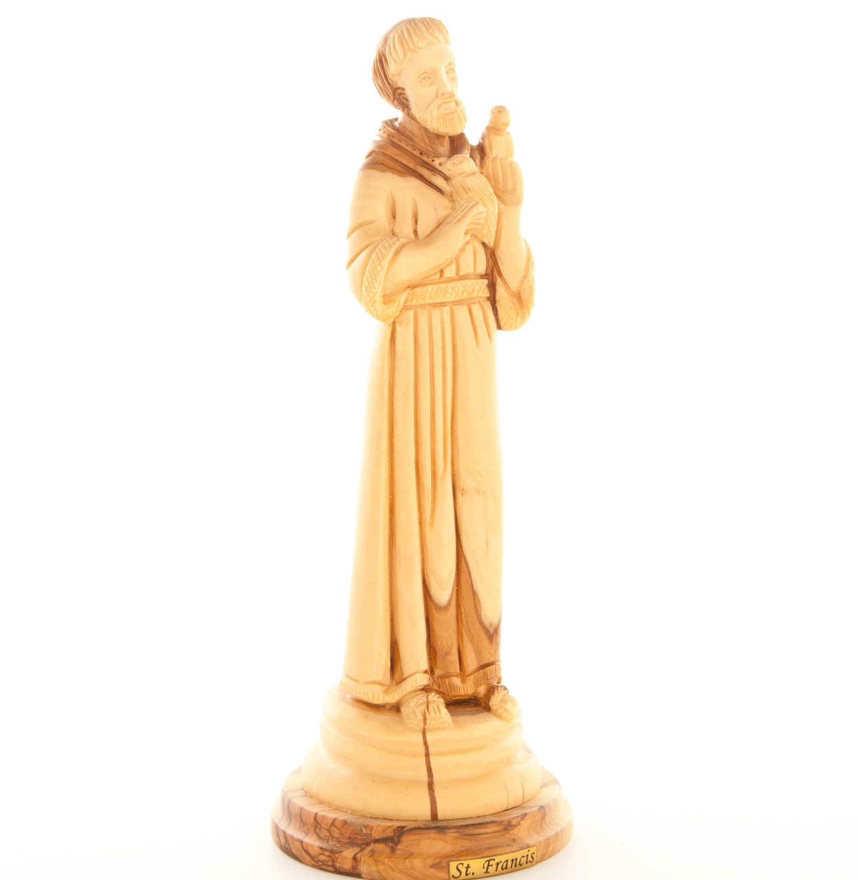 Saint Francis of Assisi Statue Figurine Love for Nature Hand Carved Olive Wood from the Holy Land