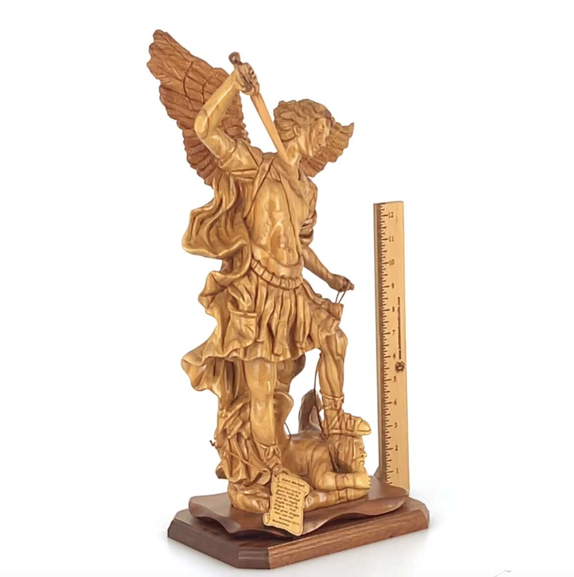 Archangel Michael Masterpiece, 20.1" Wooden Sculpture from Holy Land