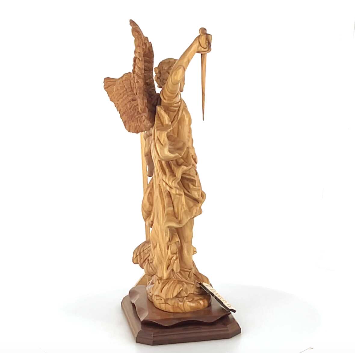 Archangel Michael Masterpiece, 20.1" Wooden Sculpture from Holy Land