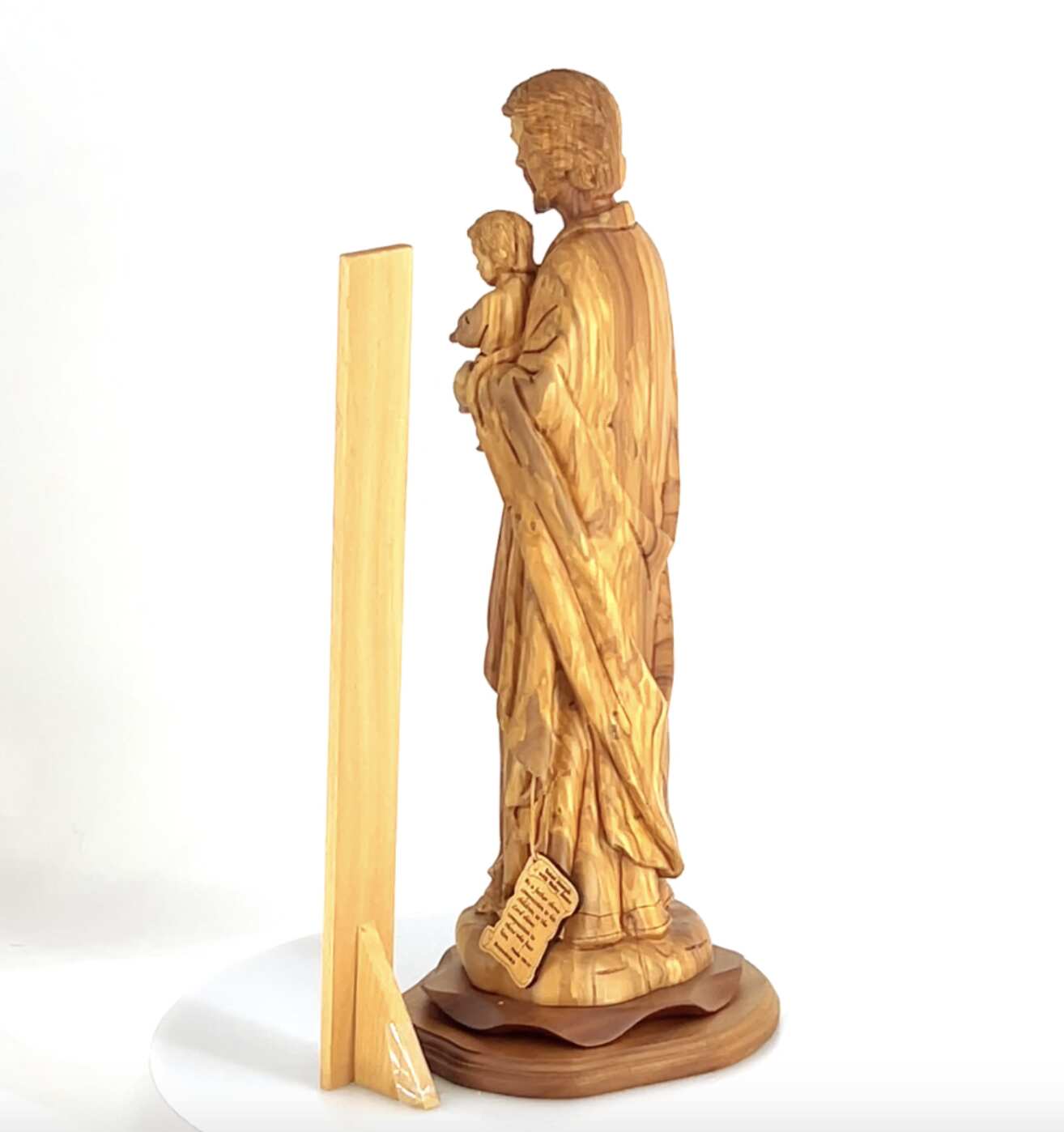 St. Joseph w/ Child Jesus Christ, 25.6" Masterpiece Sculpture from Holy Land Olive Wood