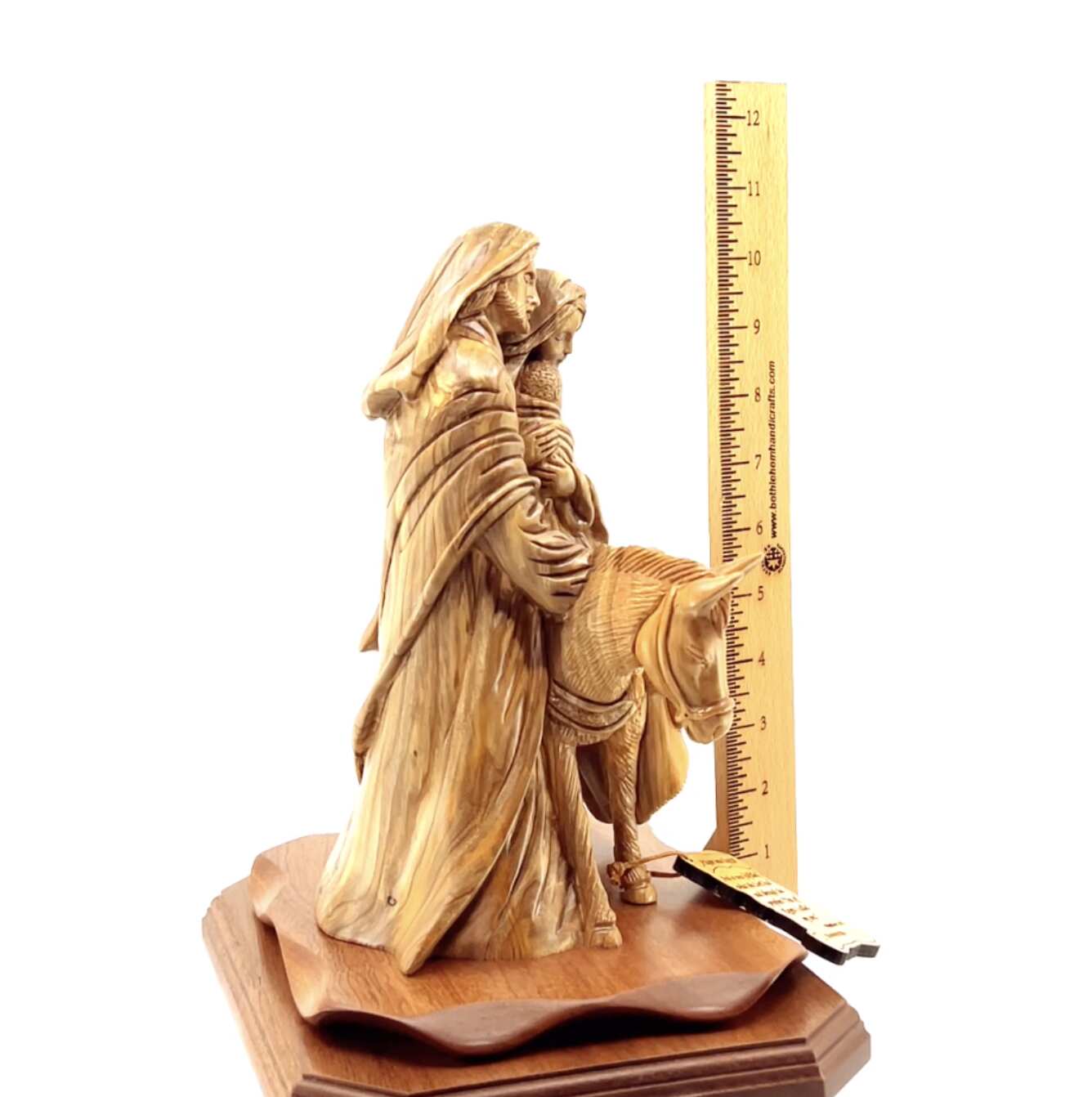 "The Flight into Egypt", 10.2" Olive Wood Carving from Holy Land