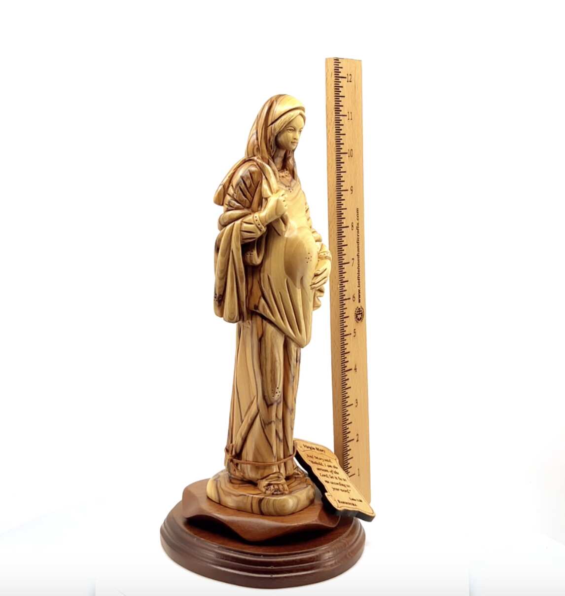 Our Lady Mother of Hope, 11.8" Virgin Mary Olive Wood Carving Statue from Bethlehem
