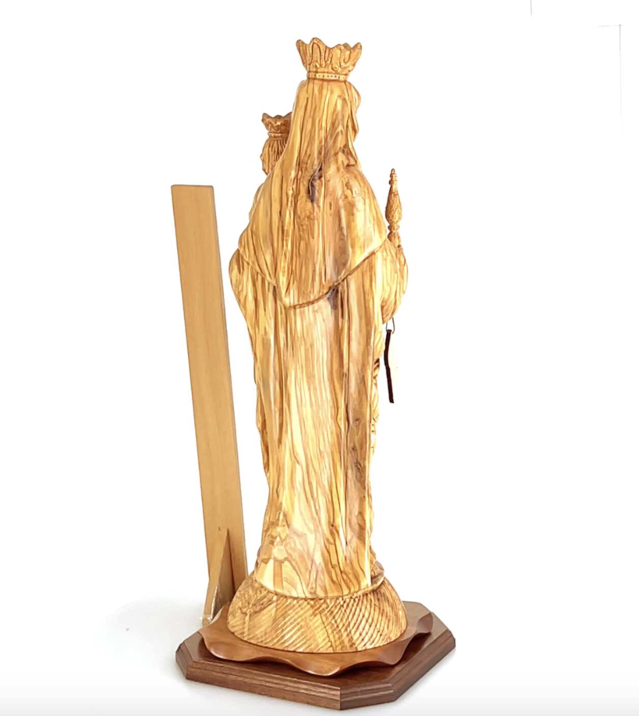 Virgin Mary "Our Lady of Mount Carmel" Statue, 17.3" with Baby Jesus Christ Carved from Holy Land Olive Wood