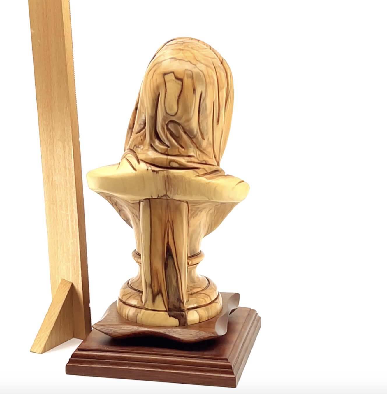 Bust of Virgin Mary's Head 10" , Wooden Sculpture from Holy Land