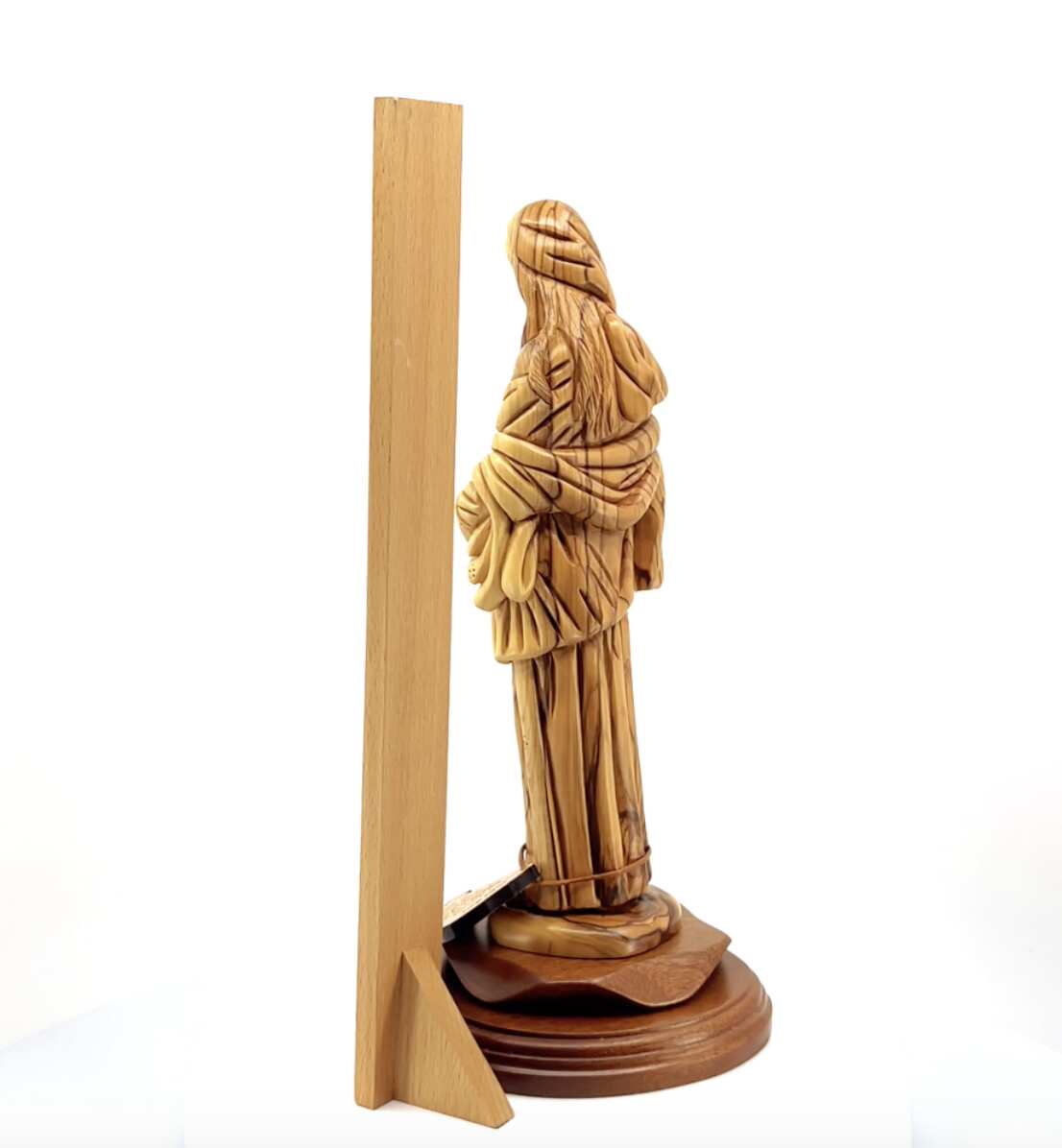 Our Lady Mother of Hope, 11.8" Virgin Mary Olive Wood Carving Statue from Bethlehem