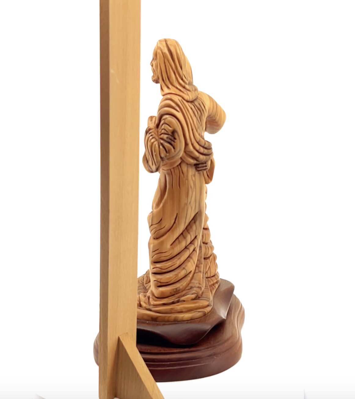 Virgin Mary with Jesus Christ Statue, 10.6" Carved from the Holy Land Olive Wood