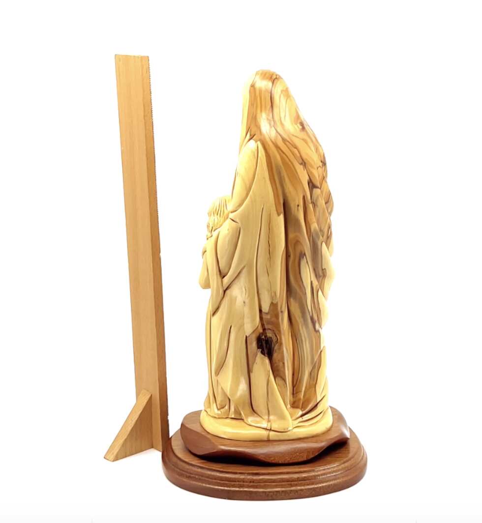 Good Saint Anne with Young Virgin Mary, 13.5", Handmade Sculpture from Olive Wood Statue