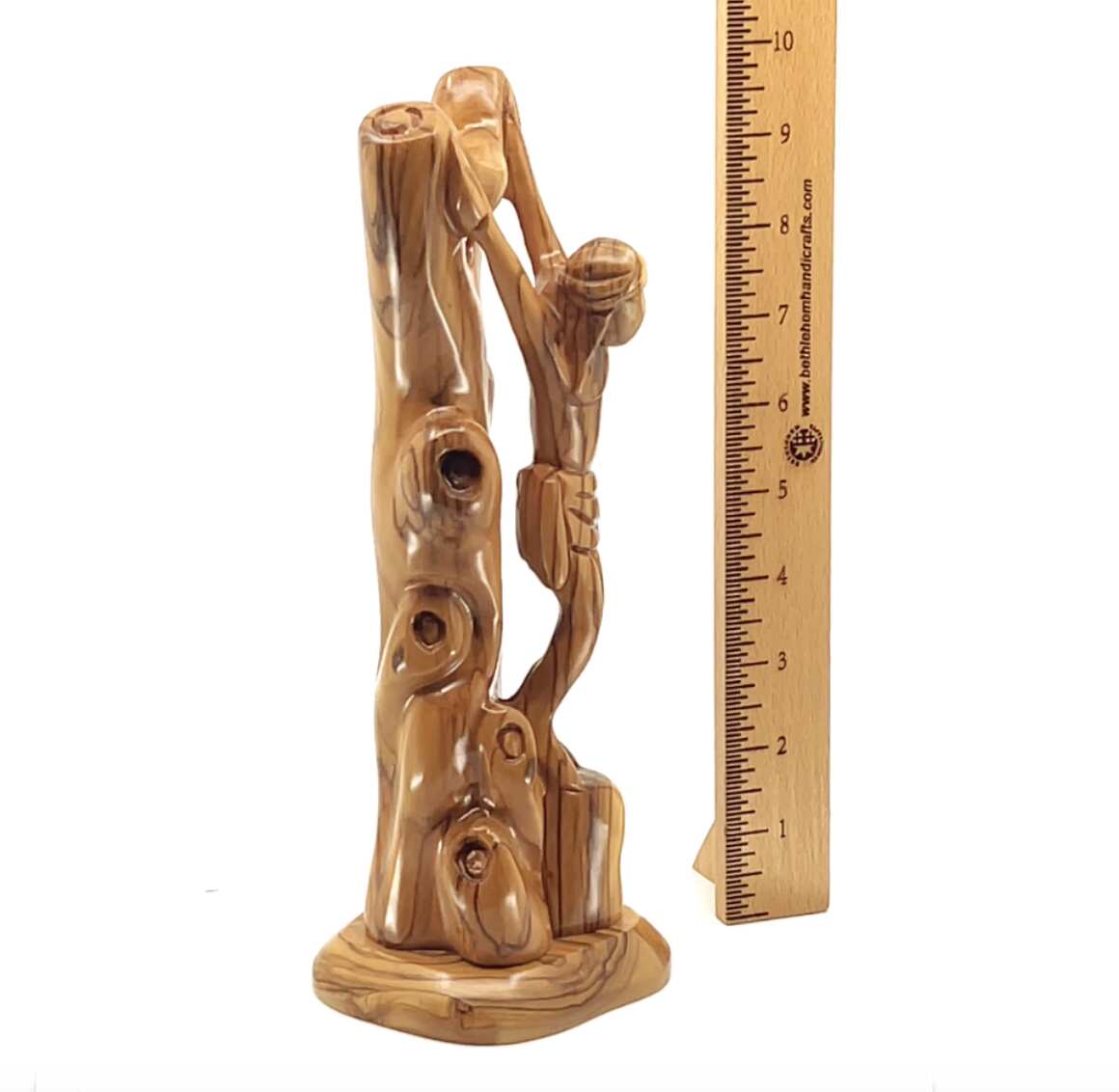 Jesus Christ "Crucified on Cross" Carving, 10" Olive Wood Abstract