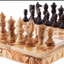 Olive Wood Hand Made Chess Board and Hand Carved Chess Pieces, Folding Travel Size